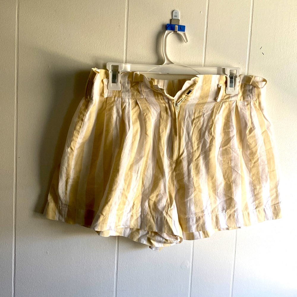 Cream and white pleated beach shorts